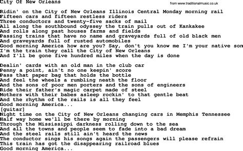 lyrics of city of new orleans|Willie Nelson – City of New Orleans Lyrics .